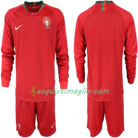 Divisa di Calcio Portogallo Bambino Prima Mondiali 2018 Manica Lunga